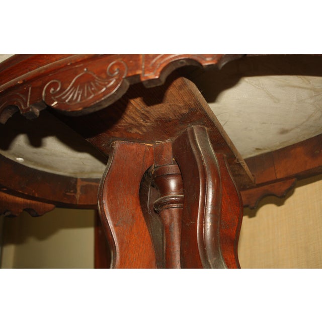 Antique Victorian Marble Top Carved Base Oval Parlor Table For Sale - Image 9 of 9