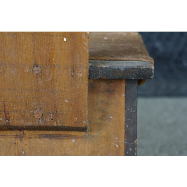 Antique Primitive Shaker Style Spinning Chair Rush Stool Bench Seat Folk Art 32" For Sale - Image 10 of 17
