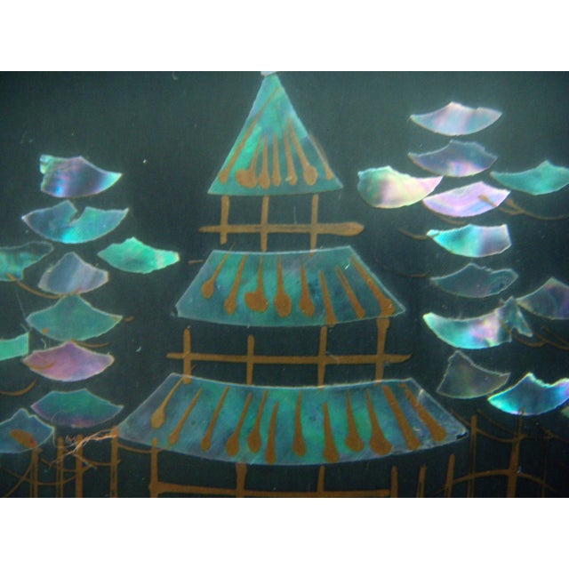 Early 20th. Century Japanese Mother of Pearl Inlayed Black Room Divider