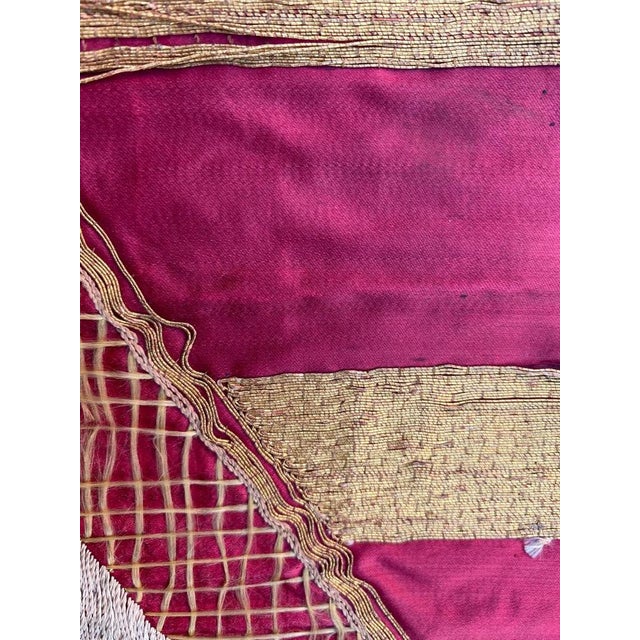 Red Antique Chinese Silk and Metal Embroidery For Sale - Image 8 of 13