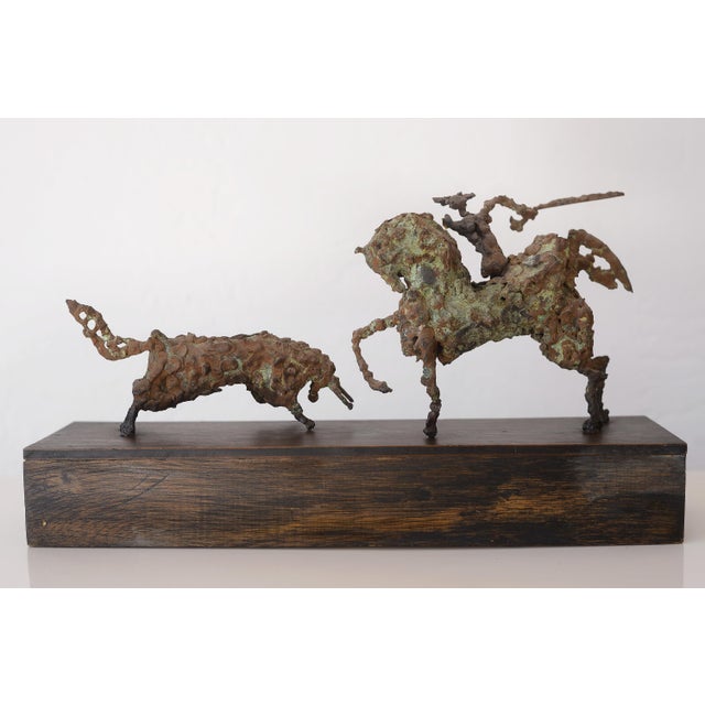 Mid Century Brutalist Bronze Picador & Bull Sculpture For Sale - Image 9 of 11
