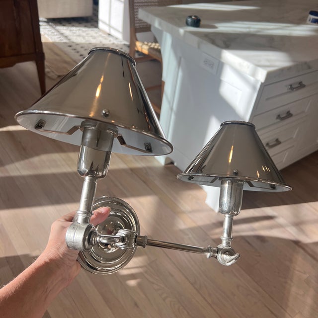 Ralph Lauren for Visual Comfort Anette Polished Nickel Wall Swing Arm Sconce For Sale In New York - Image 6 of 7