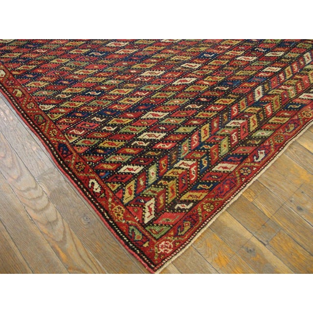 1930s Red Geometric Antique n.w. Persian Rug 3'4" X 5'7" Handknotted Wool Carpet For Sale In New York - Image 6 of 6