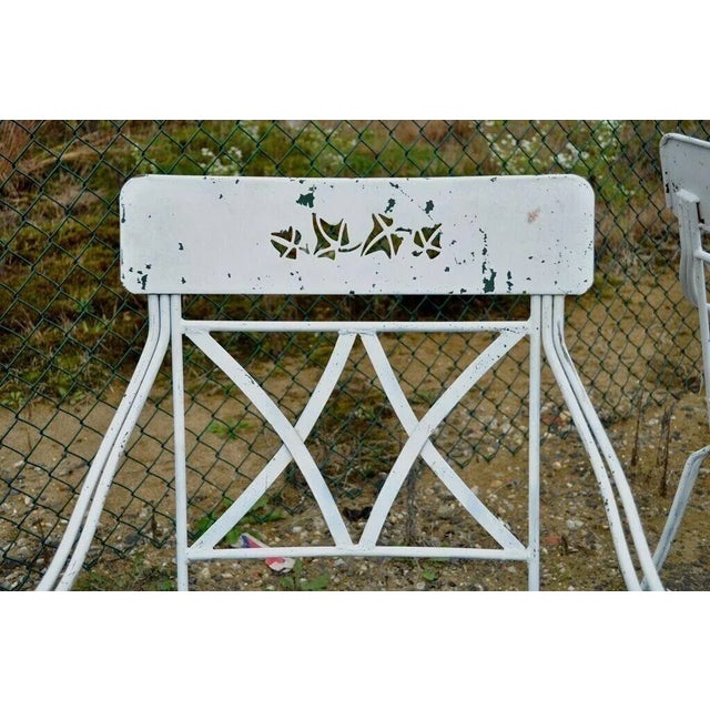 Vintage Wrought Iron Salterini Style Garden Patio Dining Table & 4 Chairs, Attributed For Sale - Image 4 of 12