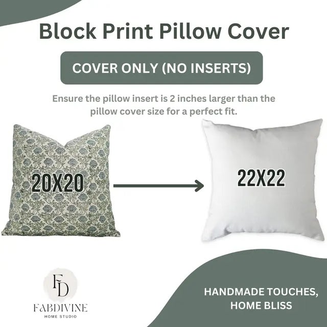 Not Yet Made - Made To Order Fabdivine Block Printed Cover 20x20 Inch Cotton Satin-Khoobsurat For Sale - Image 5 of 5