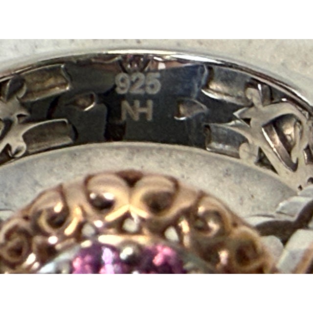 Modern Michael Valitutti Rhodolite Garnet 18k Gold Over Sterling 925 Nh Ring Size 5 For Sale - Image 3 of 5