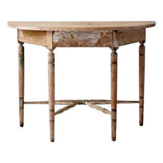 Antique Primitive Demi Lune Console Table For Sale