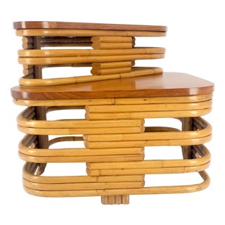Paul Frankl Side Table Rattan Bamboo Mid Century Modern c1960s MINT For Sale