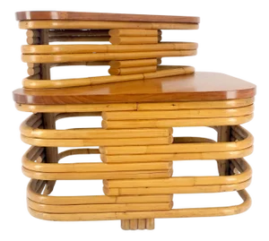 Paul Frankl Side Table Rattan Bamboo Mid Century Modern c1960s MINT