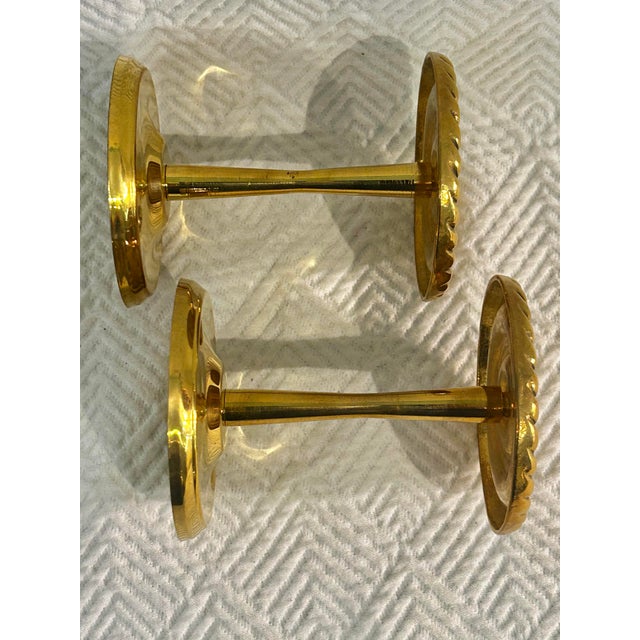 Late 20th Century Vintage Andrea by Sadek Brass Georgian Rope Medallion Curtain Tie Backs - A Pair For Sale - Image 5 of 10