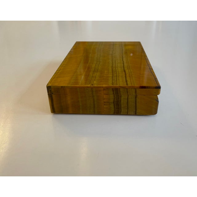 Handcrafted Tigers Eye Box with Sterling Silver Hinge, 1950 For Sale - Image 4 of 13