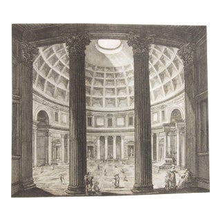 Antique Architectural Etching of the Pantheon by Luigi Rossini Dated 1828 For Sale