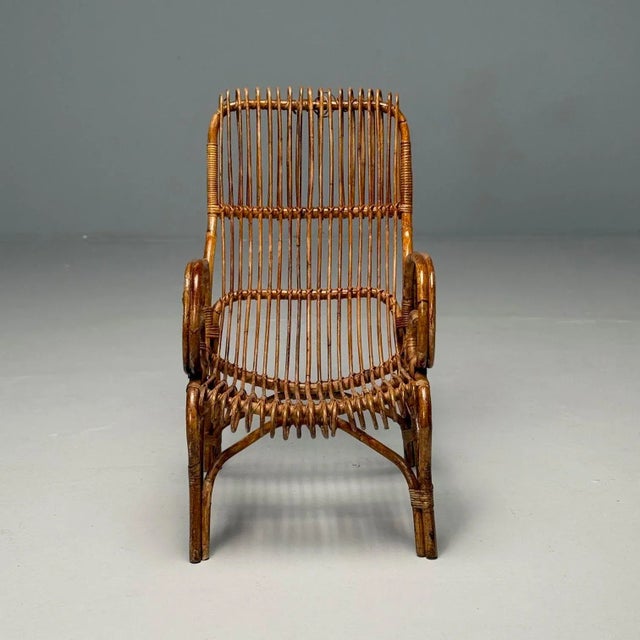 Italian Mid-Century Modern, Armchair, Rattan, Cane, Bamboo, Italy, 1960s For Sale In New York - Image 6 of 10
