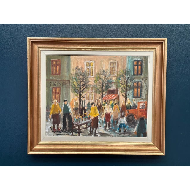 Arne Wallsten, Market Scene, 1960s, Oil Painting on Canvas, Framed For Sale - Image 14 of 18