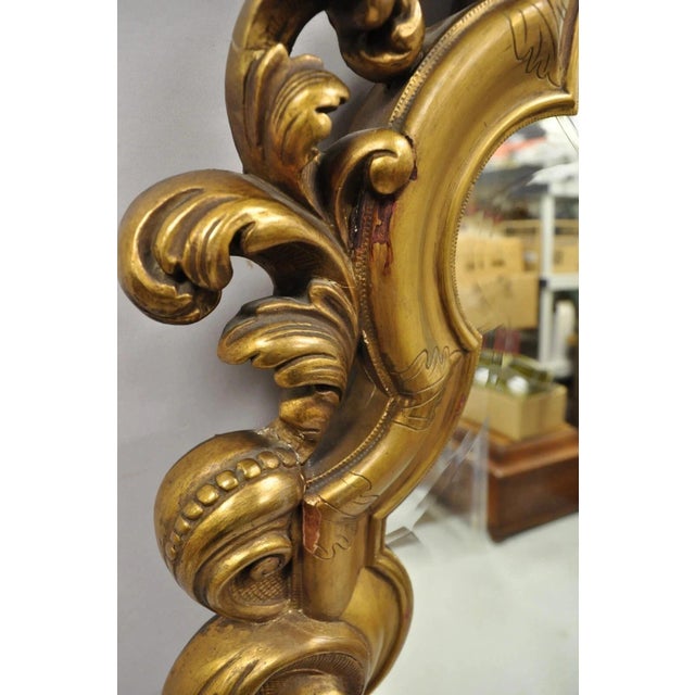 Antique French Rococo Gold Giltwood 65" Harvest Carved Fruit Basket Wall Mirror For Sale - Image 12 of 12