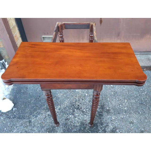 Brown 19th Century Sheraton Style Mahogany Flip-Top Game Table Console, Circa 1830s For Sale - Image 8 of 14