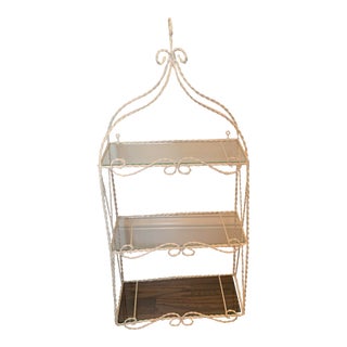 1970s Wire French Style Painted Hanging Wall Shelf-3 Shelves For Sale