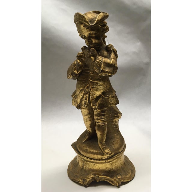 French 19th Century Figural Boy Gilt Gold Ceramic Bud Vase For Sale - Image 9 of 10