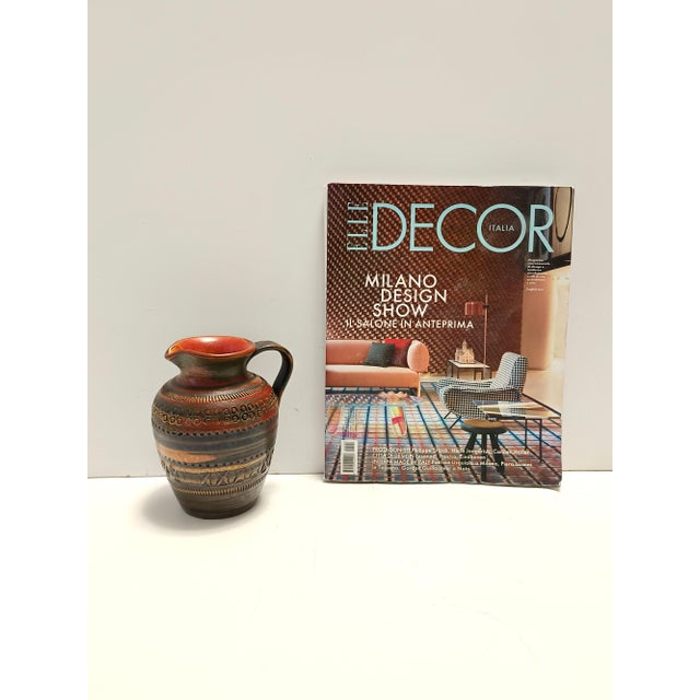 Postmodern Handmade Brown Lacquered Earthenware Pitcher by Aldo Londi for Bitossi, Italy, 1970s For Sale - Image 3 of 11
