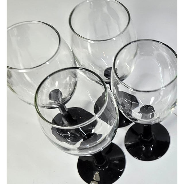 Gothic Black Pillar Stem Goblets- Set of Four For Sale - Image 4 of 10