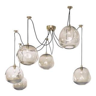 Regina Andrew Molten Spider Large With Smoke Glass in Natural Brass For Sale