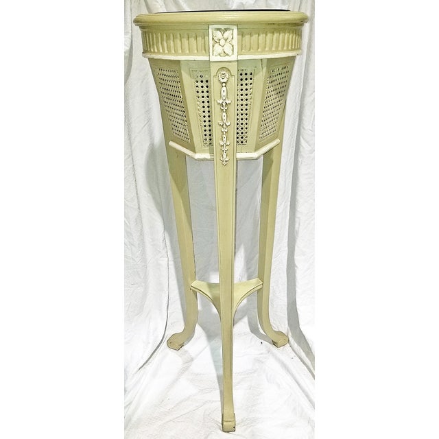 Late 20th Century French Caned and Painted Planter Plant Stand For Sale In West Palm - Image 6 of 9