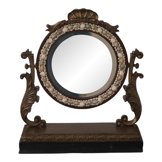 1990s Maitland Smith Seashell & Metal Vanity Mantel Mirror For Sale