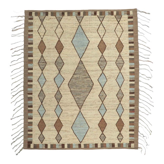 Earth-Tone Short PIle Moroccan Rug - 08'05 X 10'03 For Sale