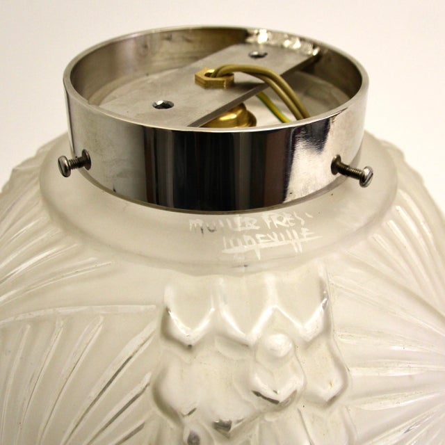 Large Art Deco French Ceiling Light from Muller Frères, 1920s For Sale - Image 3 of 7
