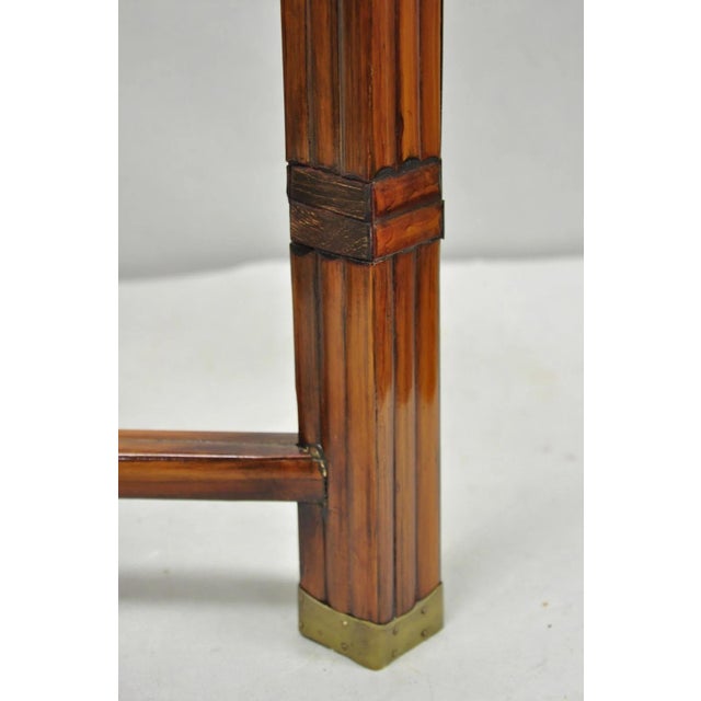 Late 20th Century Furniture Classics LTD Chinese Teak & Bamboo Campaign Chest Side Table on Stand For Sale - Image 16 of 18