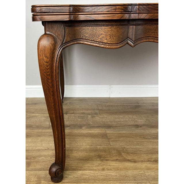Vintage French Louis XVI Carved Oak Extendable Dining Table For Sale - Image 6 of 17