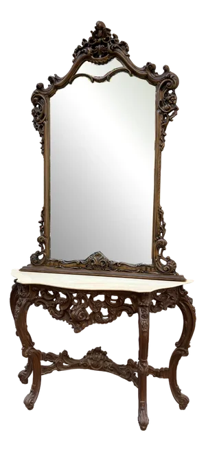 Baroque Console and Mirror in Wood, 1900s, Set of 2