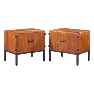 Milo Baughman for Directional Mid Century Walnut Nightstands - Pair For Sale