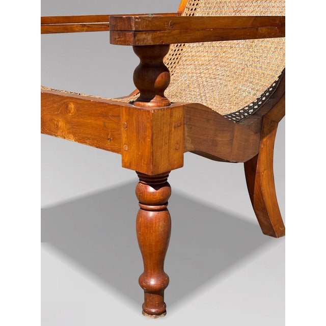 Wood Large Vintage Teak and Cane Colonial Planters Chairs, 1920, Set of 2 For Sale - Image 7 of 12