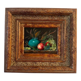 Vintage Framed Oil Painting on Canvas Still Life For Sale