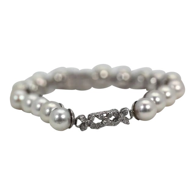 Akoya Pearl Bracelet With Diamonds For Sale