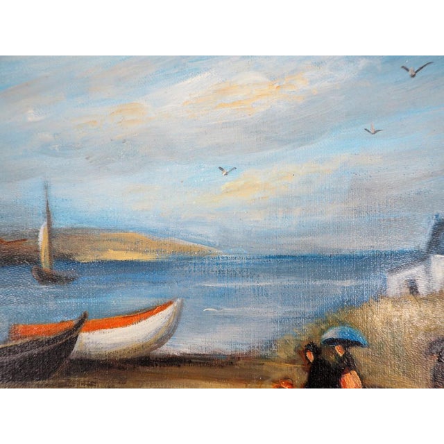 Michel Pabois, Two Breton Boats at the Water's Edge, Original Oil on Canvas For Sale - Image 5 of 9