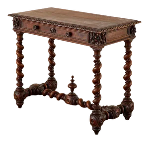 19th Century French Oak Barley Twist Bureau Plat Desk