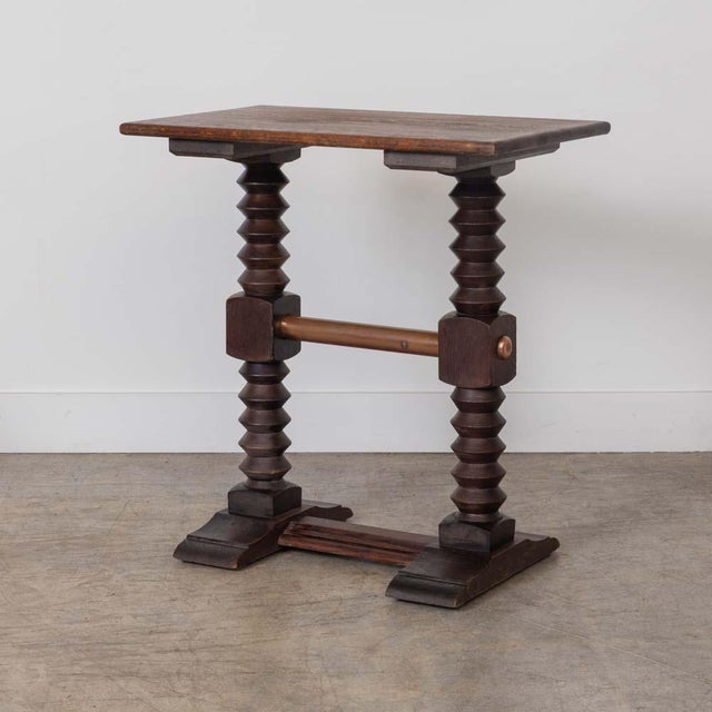 1940s French Wood and Copper Side Table by Charles Dudouyt For Sale