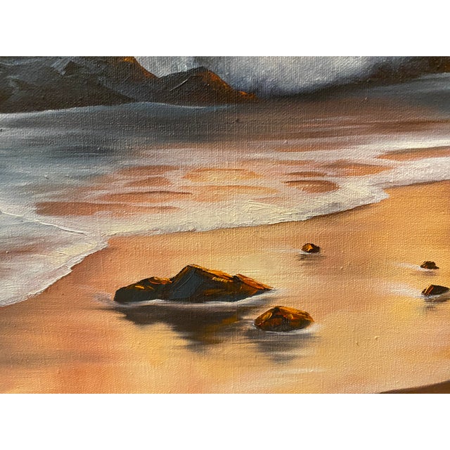 Late 20th Century Seascape Oil Painting Large 40" by Patricia Hubbell Ocean Sunset Coastal Nautical For Sale - Image 4 of 10