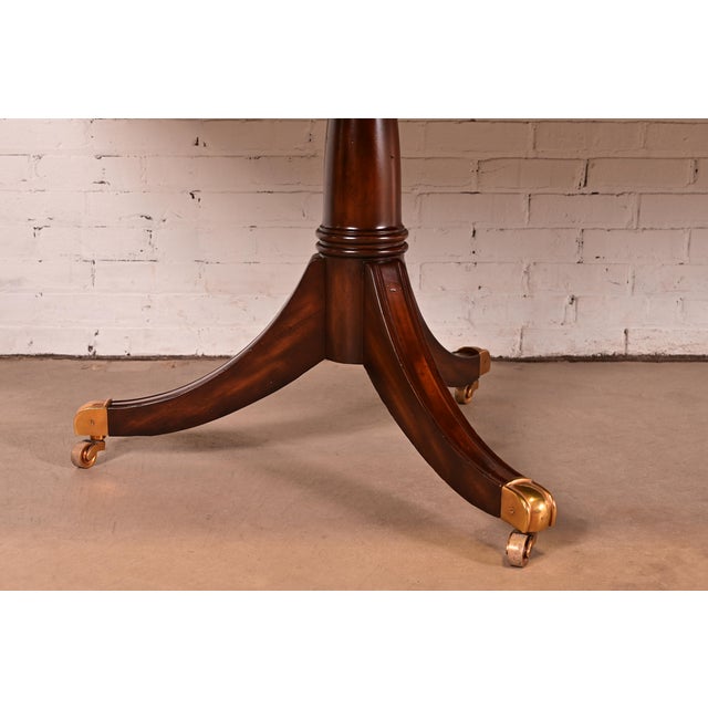 Maitland Smith Georgian Flame Mahogany Double Pedestal Extension Dining Table, Newly Refinished For Sale - Image 12 of 14