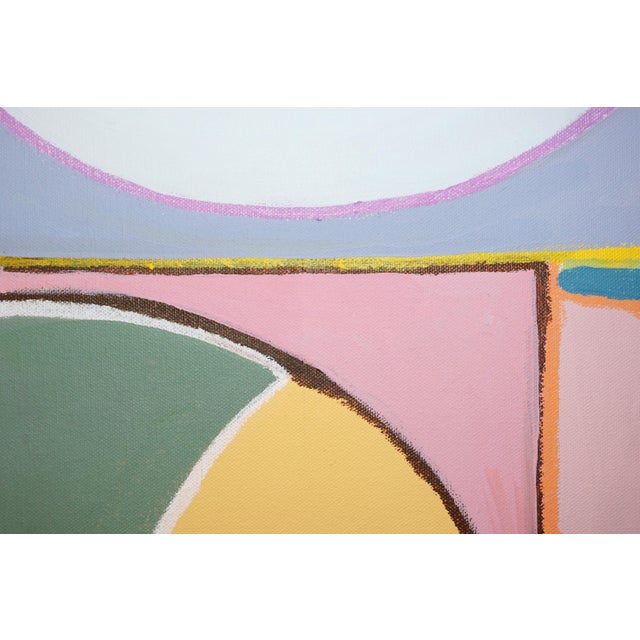 2026, Faux Naive Horizontal Painting, Playground Landscape, Vivid Tones Bauhaus Shapes on Canvas For Sale - Image 4 of 8