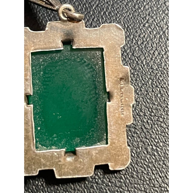 1920s 1920s Art Deco Silver Chrysoprase Marcasite Necklace For Sale - Image 5 of 9