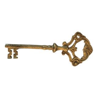 Vintage Victorian Style Solid Brass Decorative Skeleton Key For Sale