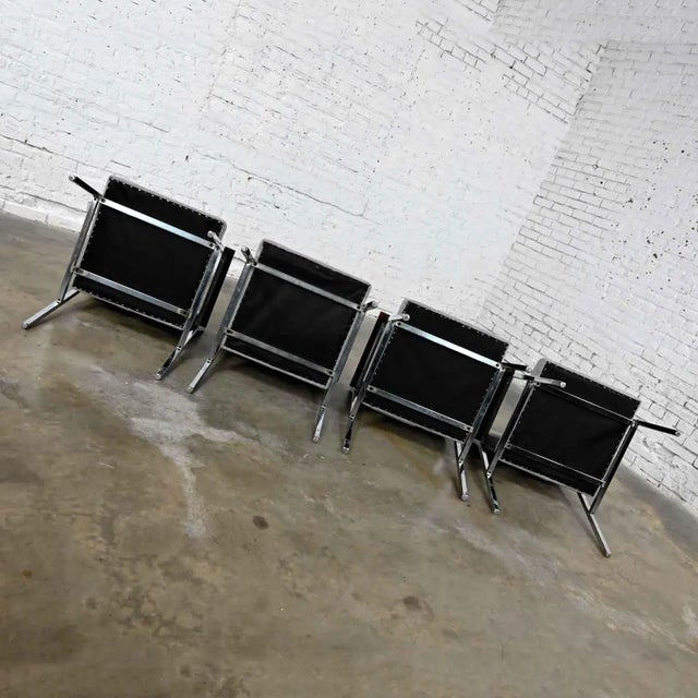 Mid-Century Modern Industrial Style Chrome & Gray Armchairs by Steelcase Set of 4 For Sale - Image 9 of 13