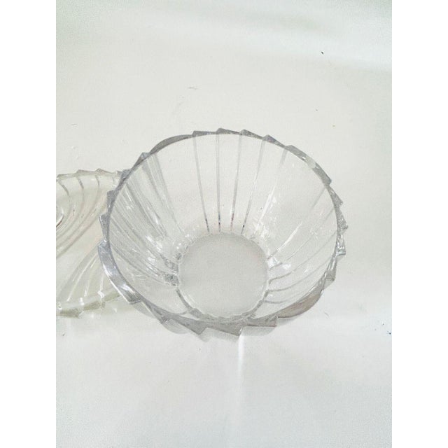 1980s Vintage Art Deco Style Clear Glass With Lid Candy Bowl For Sale - Image 5 of 5