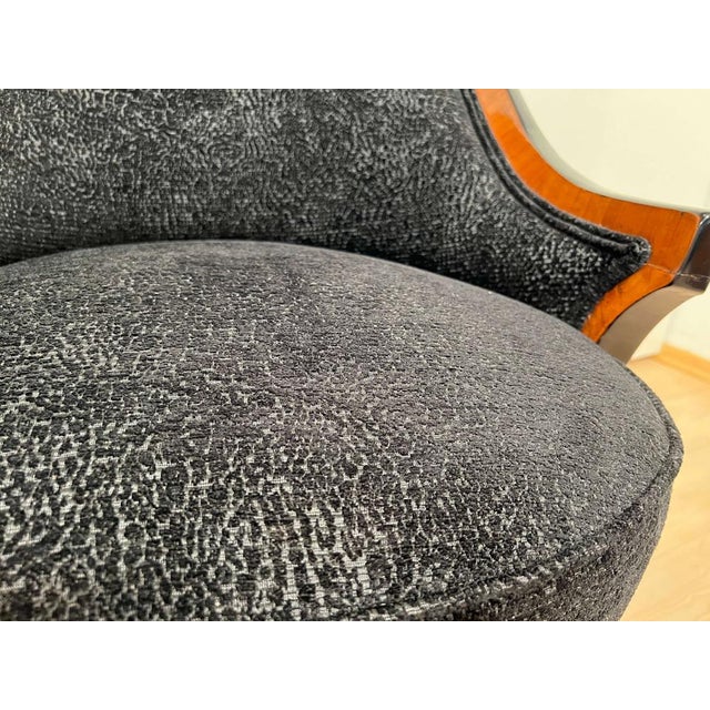 Biedermeier Revolving Armchair in Cherry Veneer & Black Velvet, South Germany, 1820s For Sale - Image 16 of 18