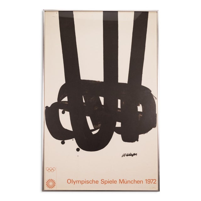 Pierre Soulages Olympische Spiele München 1972 Vintage Exhibition Poster Framed For Sale In Detroit - Image 6 of 8