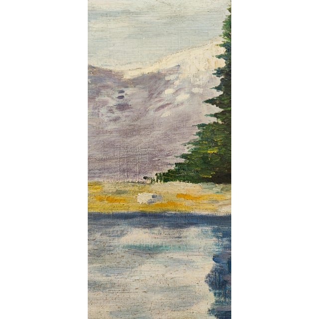 Louis Camille Gianoli, Lac de montagne, Oil on Cardboard For Sale - Image 6 of 9