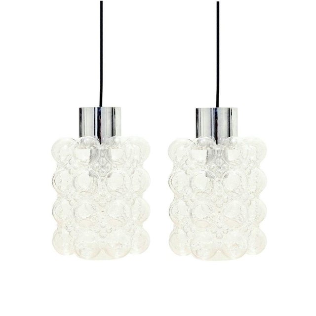 Silver Mid-Century Modern Bubble Glass Pendant Lights by Helena Tynell for Limburg, Germany, 1960s, Set of 2 For Sale - Image 8 of 8